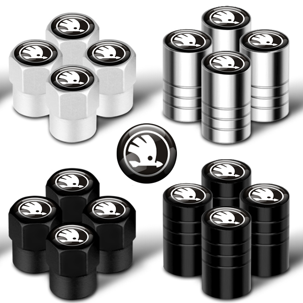 4 Uds. Tapas de válvula de neumático de rueda de coche de Metal, cubiertas de vástago, accesorios para Skoda S Kodiaq Octavia 2 3 Yeti Karoq Rapid Fabia VII A5