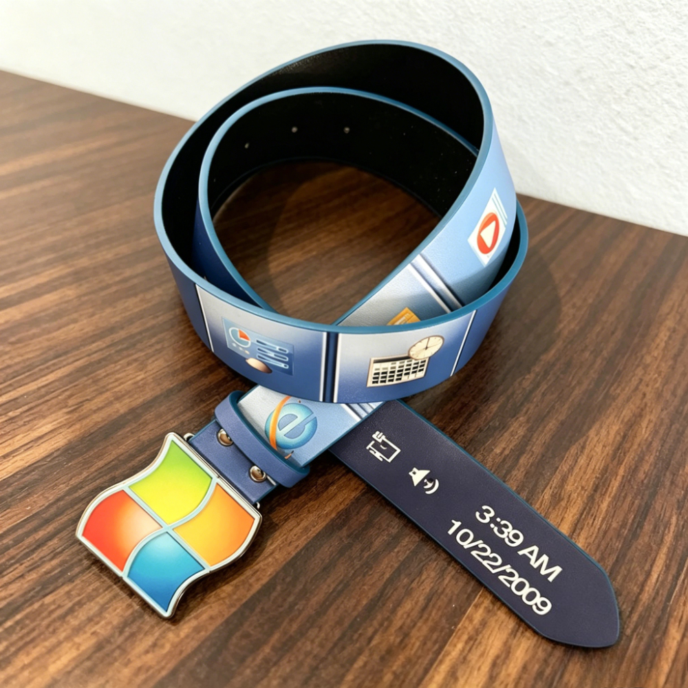 Retro Desktop UI bedrukte riem met pingesp PU casual tailleband mode verstelbare riem voor heren dames dagelijkse outfit