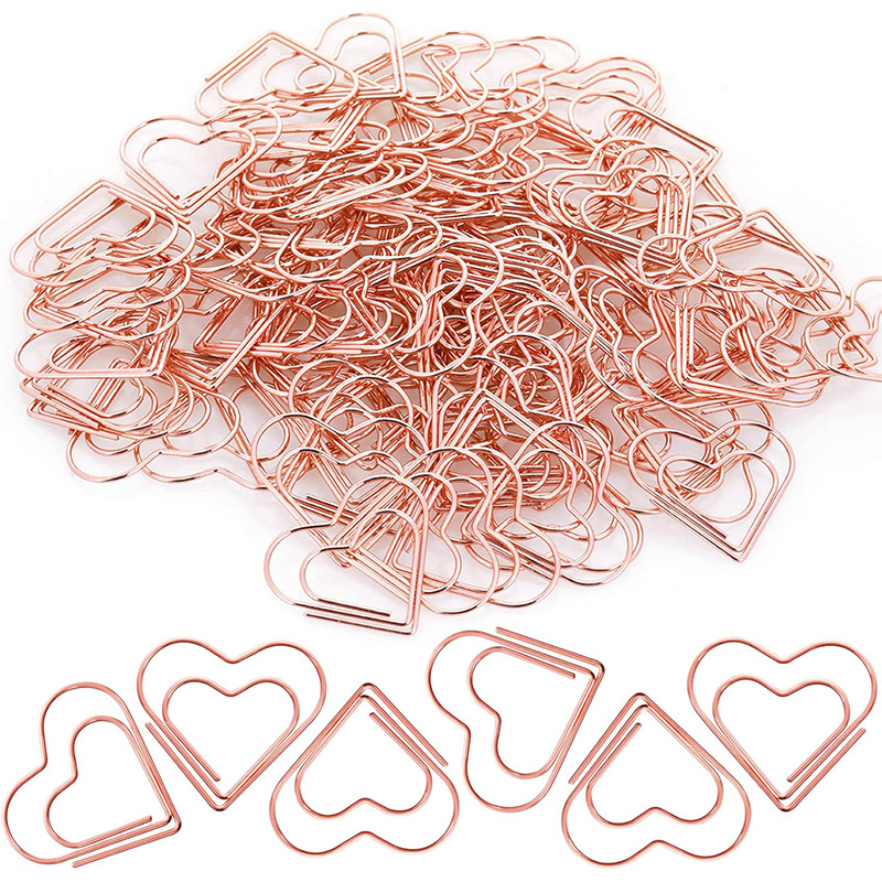 50 pièces/ensemble pinces à papier en métal coeurs Mini pince à reliure signet livre reliure Note décor papeterie école bureau fournitures de reliure