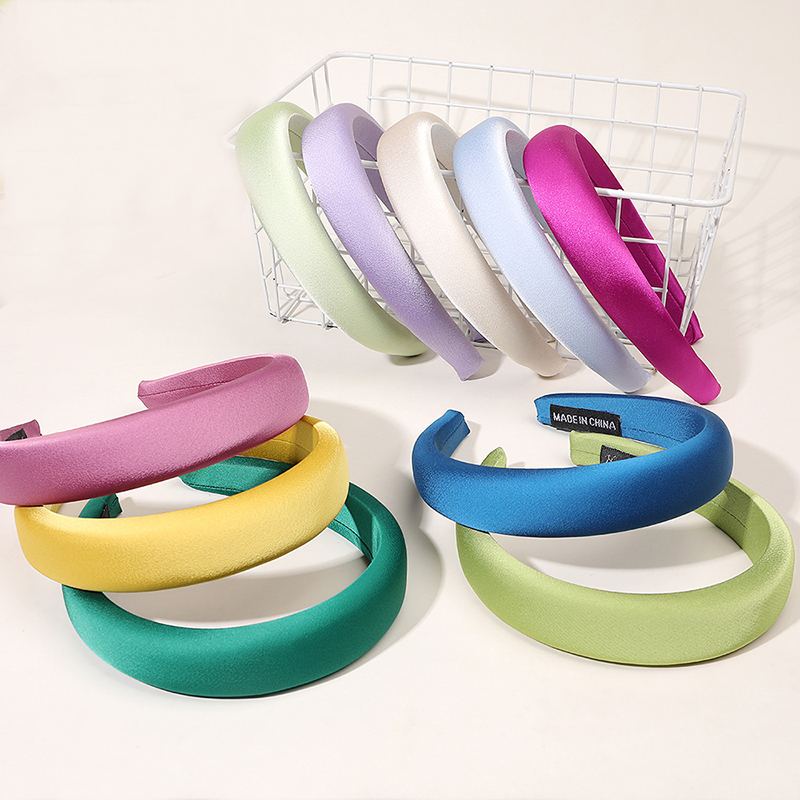 Lente Kleur Satijn Spons Gewatteerde Haarband Hoofdband Volwassen Haaraccessoires Jewley