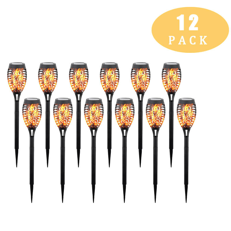 Lampe solaire d'extérieur étanche à 12 LED, torche à flamme vacillante, luminaire décoratif, idéal pour une pelouse ou un jardin