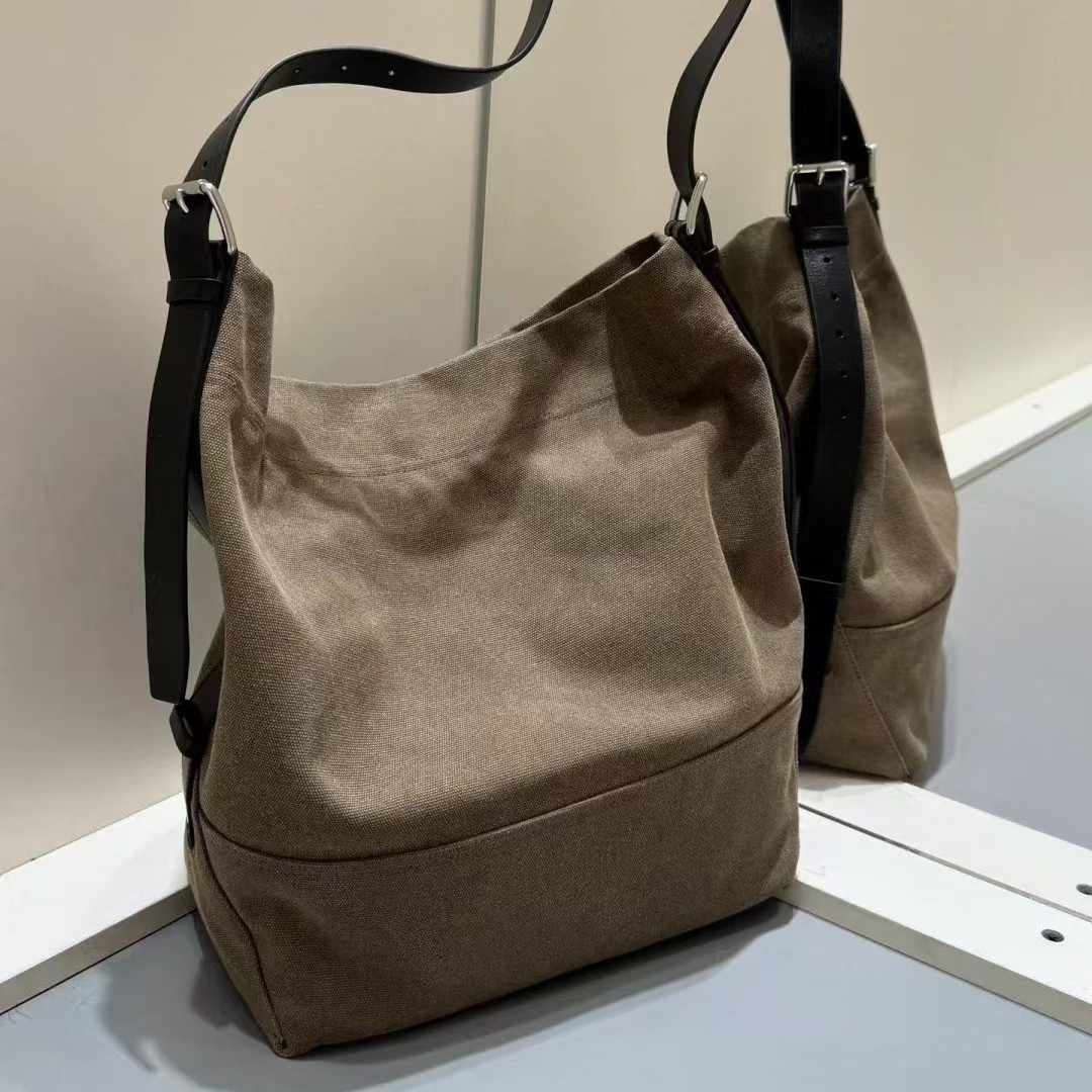 Tas Tote Hobo Kanvas Dua Warna Kapasitas Besar untuk Wanita, Tas Selempang Bahu untuk Penggunaan Sehari-hari yang Stylish dan Laris