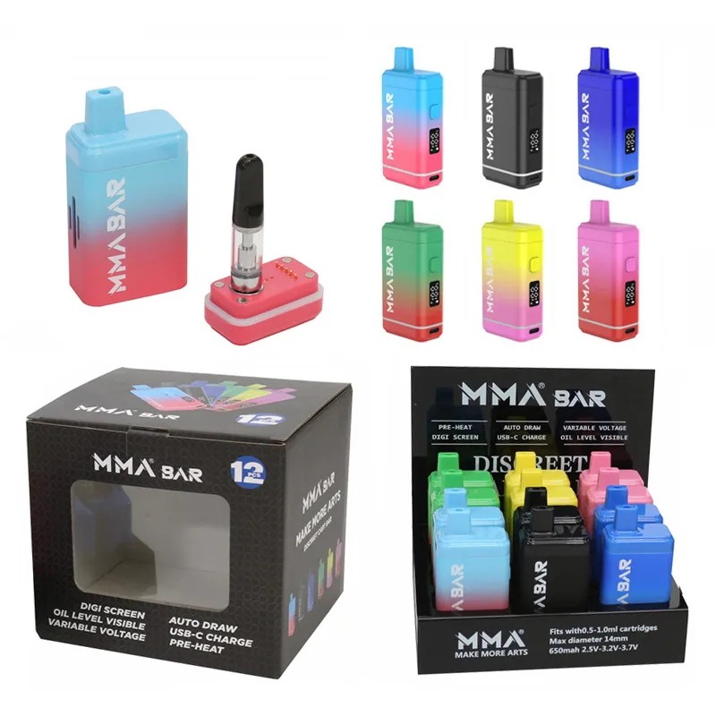 MMABAR – Mod Vape Rechargeable avec écran, tension Variable 650mah, préchauffage VV 510, batterie à filetage pour cartouches d'huile épaisses, chariots
