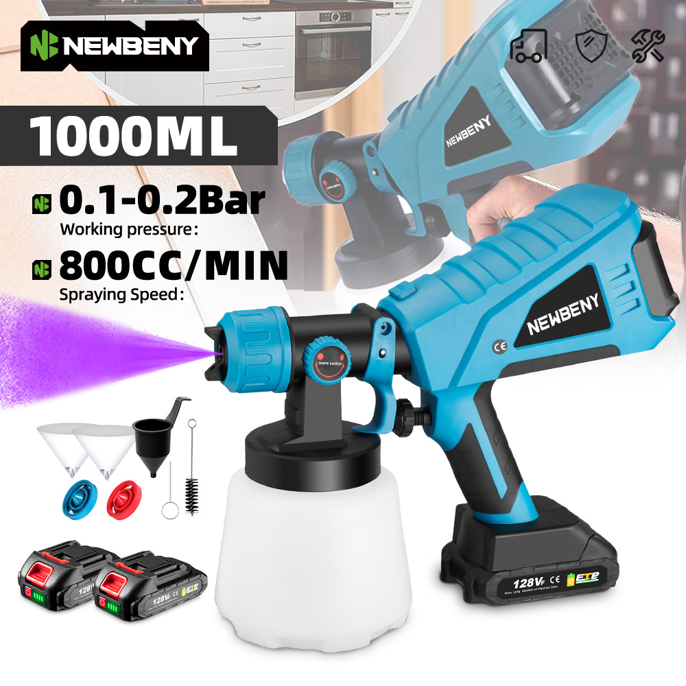 Pistolet natryskowy elektryczny NEWBENY 1000ML Bezprzewodowy Domowy Dezynfekcja Sterylizacja Elektryczny Opryskiwacz do Farb na Akumulator Makita