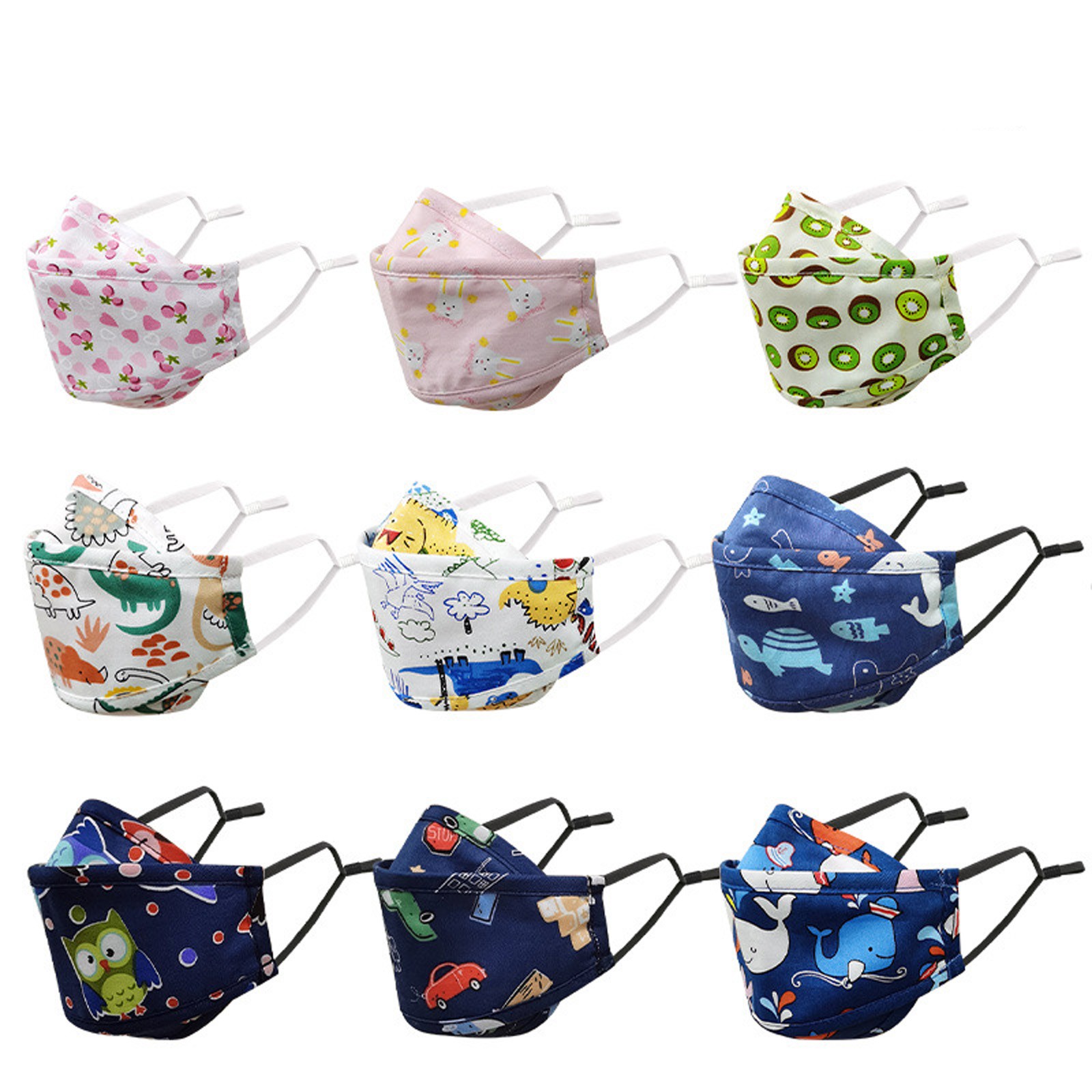 Máscara facial de algodão tipo peixe à prova de vento para crianças, reutilizável, equipamentos de proteção, vários estilos e cores, adequados para crianças, quente