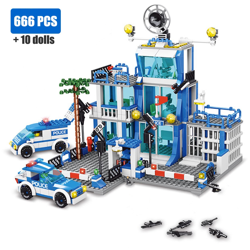Aci swat estação de polícia militar cidade modelo conjunto prisão carro policial barco figuras blocos de construção diy meninos gifttoy para crianças