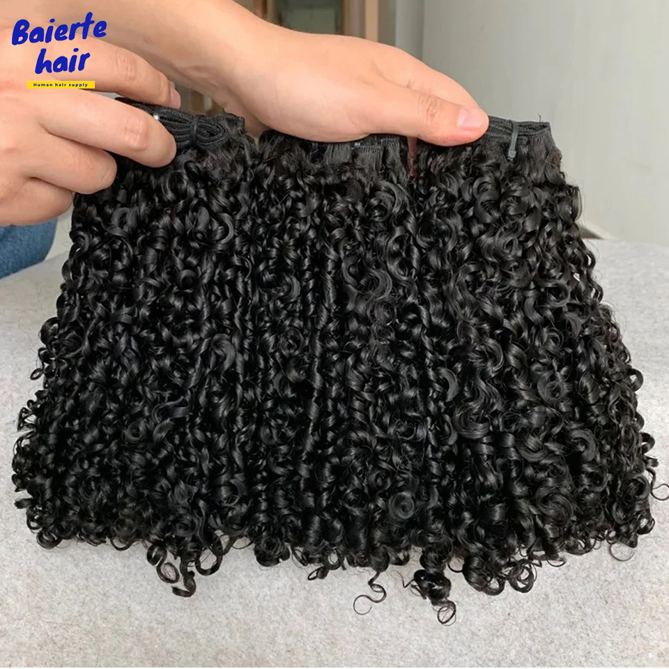 Extensions de Cheveux Humains Bouclés Pixie 15A, Lots de Cheveux Humains Bouclés Crépus, Offre 3/4 Lots, Cheveux Humains Vierges Bruts Bouclés, Double Trame