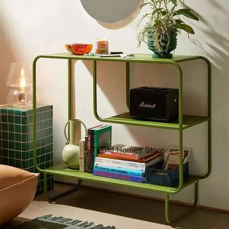 Creatieve vloerboekenkasten Eenvoudige ijzeren kunstboekenplank Opbergorganisator Scandinavische woonkamermeubels Thuisbank Display Zijkast