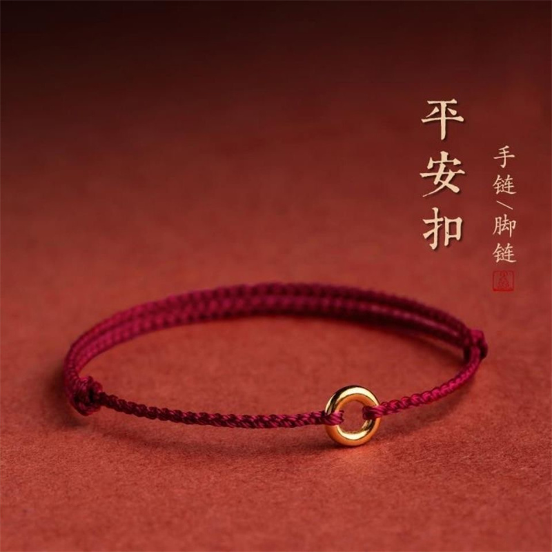 Anello circolare intrecciato a mano Corda rossa Bracciale fortunato Misura regolabile Donna Uomo Braccialetti con ciondoli Cavigliera Benedizione Regalo per gli amanti degli amici