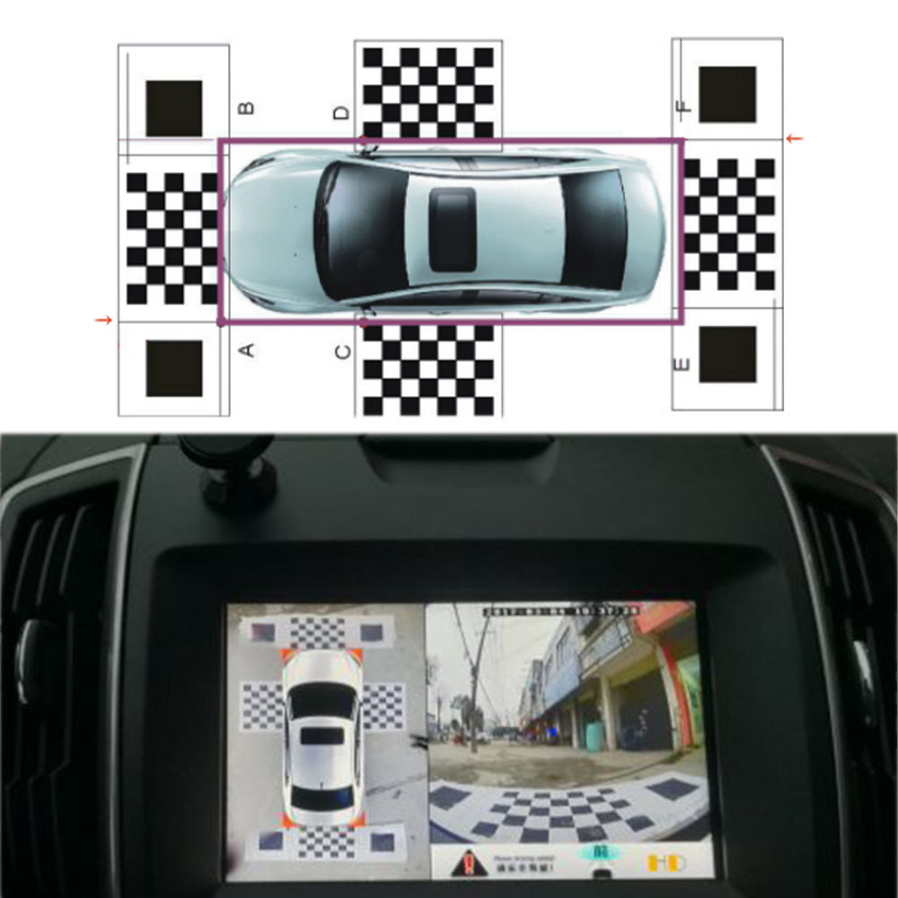 Tissu de calibrage panoramique 3D 2D pour caméra 360° de voiture, tissu de débogage pour système de vue panoramique à vol d'oiseau, spécial, 4 pièces/ensemble
