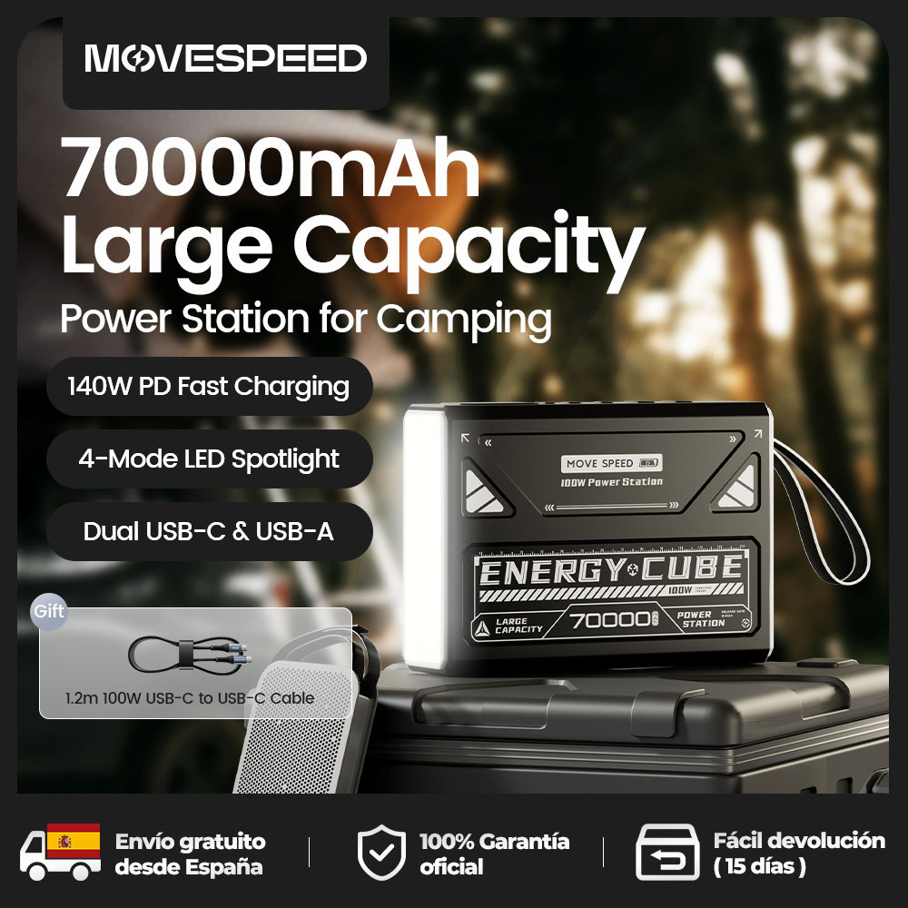MOVESPEED LED Camping Lantern 70000mAh Large Capacity Battery w/ Rechargeable Lamp LED Emergency Light for Outdoor Power Outage