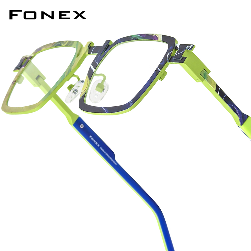 FONEX Dopamin montura de gafas de titanio puro para hombre 2025, nuevo diseño de marca, gafas cuadradas Vintage para mujer, gafas Retro japonesas 85910