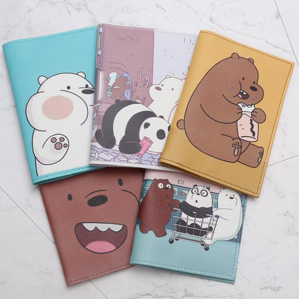 Creative Cartoon Bear Passport Cover PU Protection Ticket Clamp Waterproof Travel Accessories ID Card Holder Unisex Package Bag