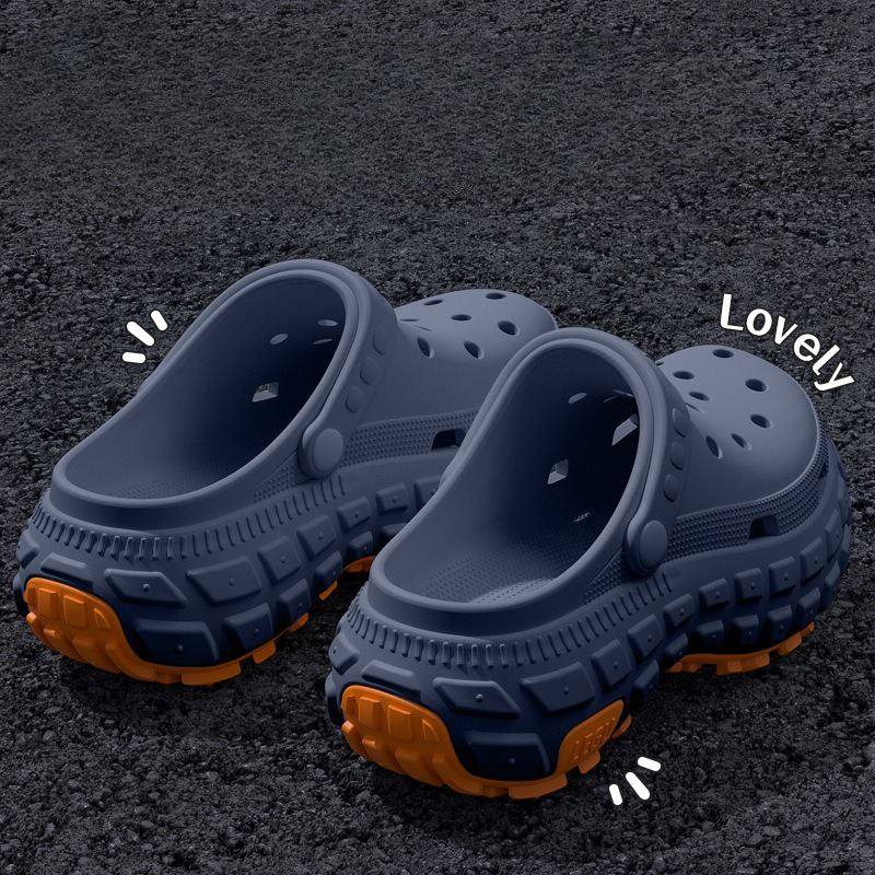 Thick soled perforated shoes for men's summer new trend slip resistant wear-resistant and odorless sandals for driving