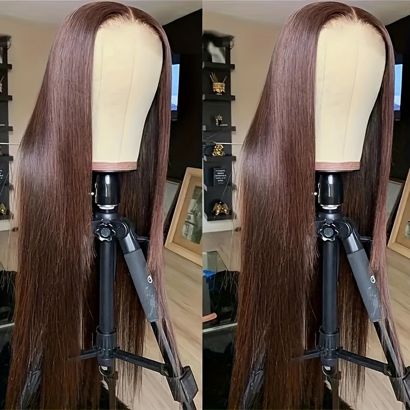 Chocolate Brown 200Density Lace Front Wig Colored Human Hair Wigs For Women 4x4 Transparent Bone Straight Lace Frontal Wigs
