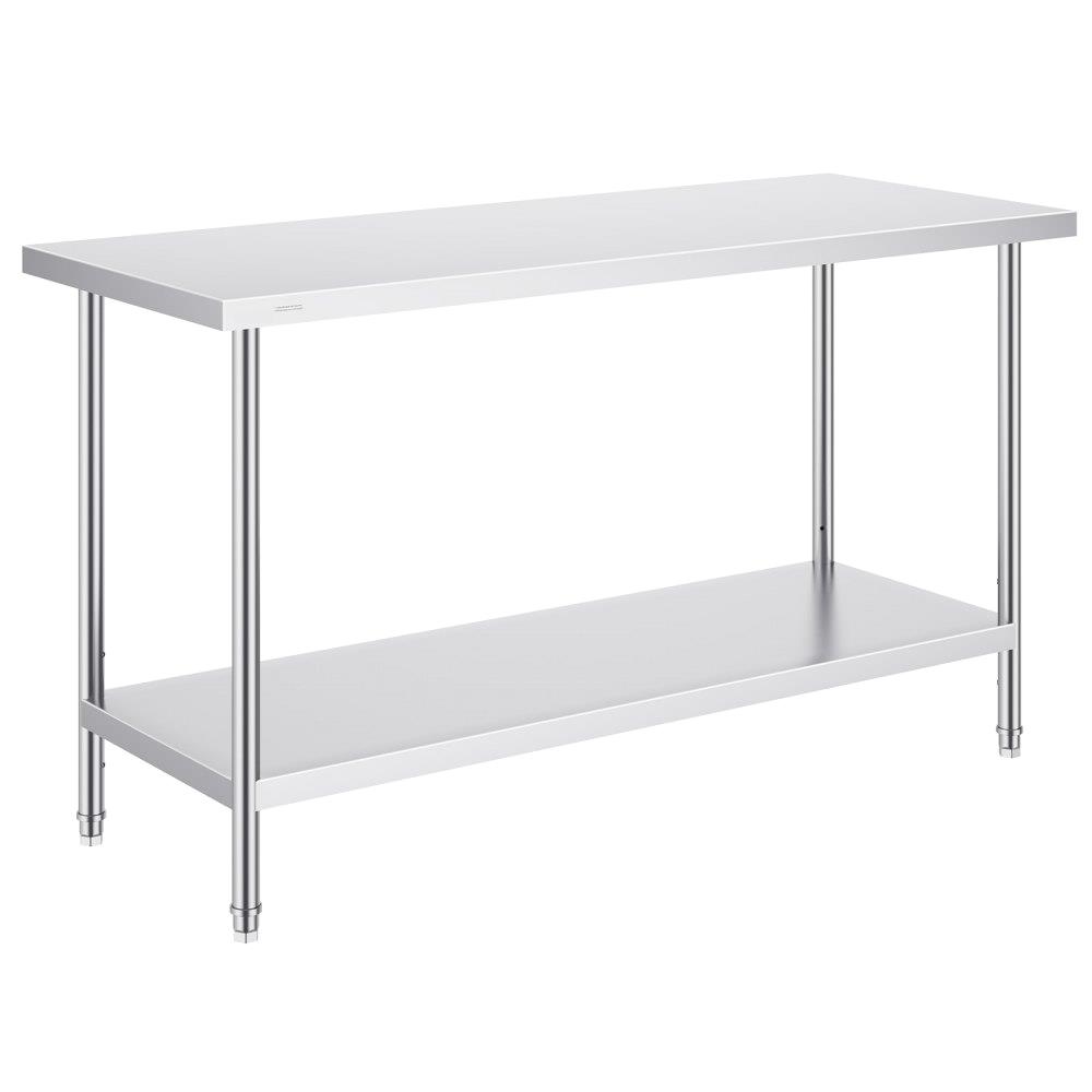 Stół roboczy ze stali nierdzewnej do użytku komercyjnego, 24x60x34 cale, wytrzymały blat roboczy do kuchni.