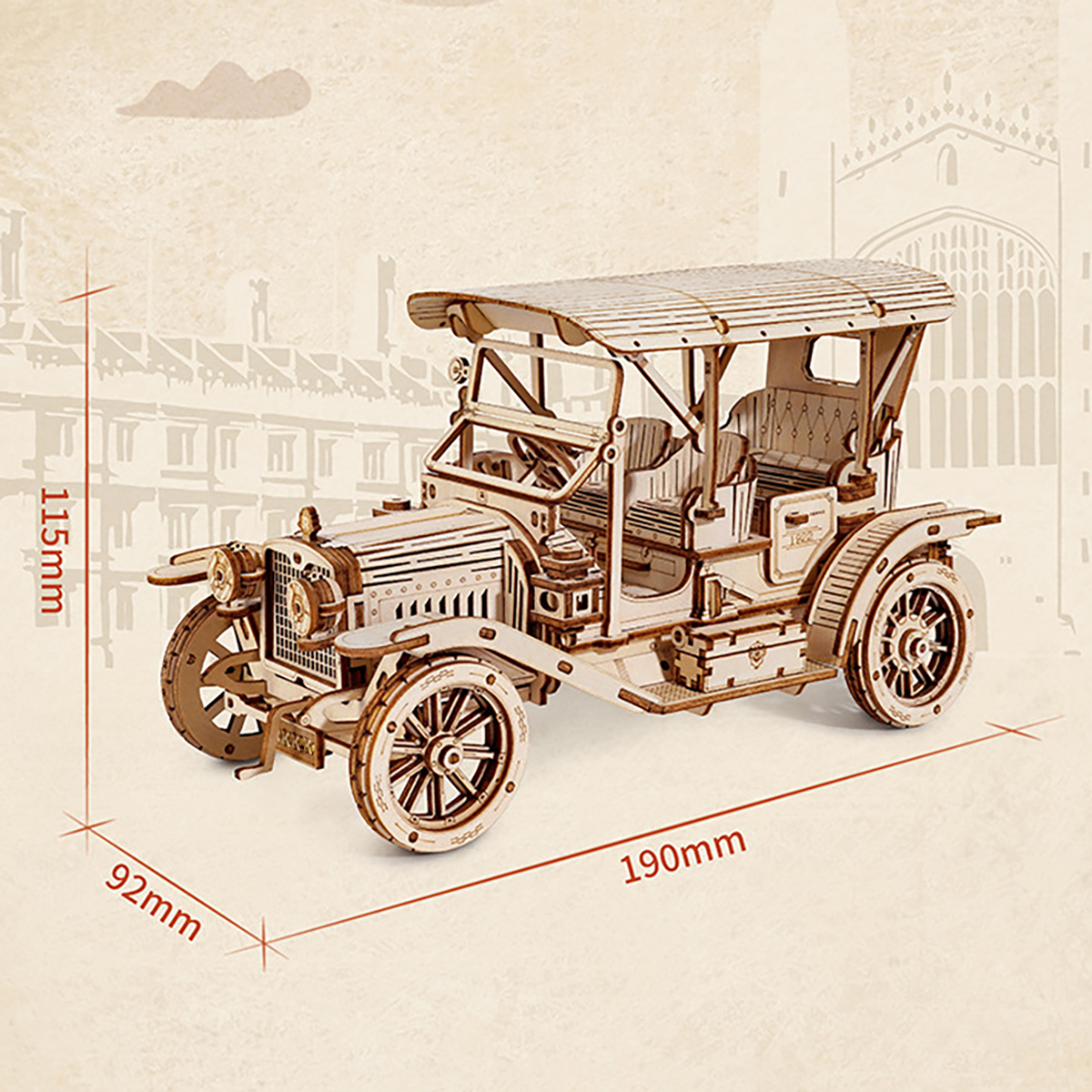 Modelo de escala de quebra-cabeça de madeira de carro clássico 3D, kit de modelo DIY, presente de artesanato, decoração de casa, kit de modelo mecânico, brinquedo de construção