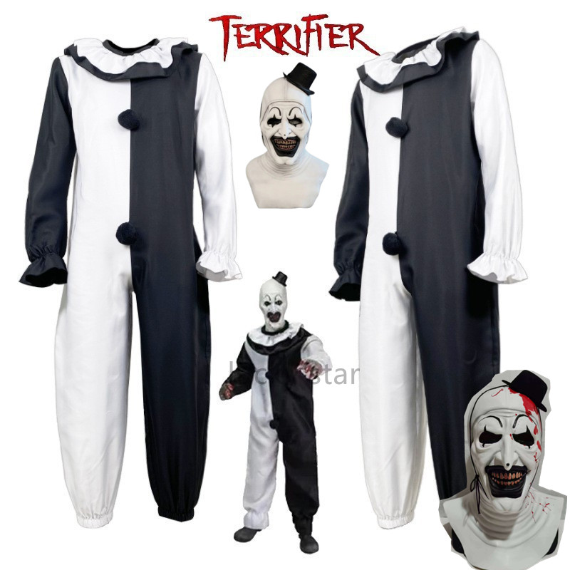 Art The Clown Косплей Фильм Terrifier 2 Art The Clown Косплей Костюм Комбинезон Маска Костюмы на Хэллоуин Маска для мужчин и женщин