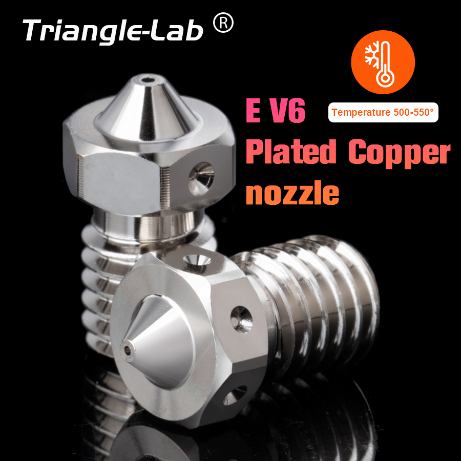 R Trianglelab E-V6 Plated Copper Nozzle Trwała, nieprzywierająca, wysokowydajna dysza do drukarek 3D Hotend M6 Gwint do V6 Hotend Prusa