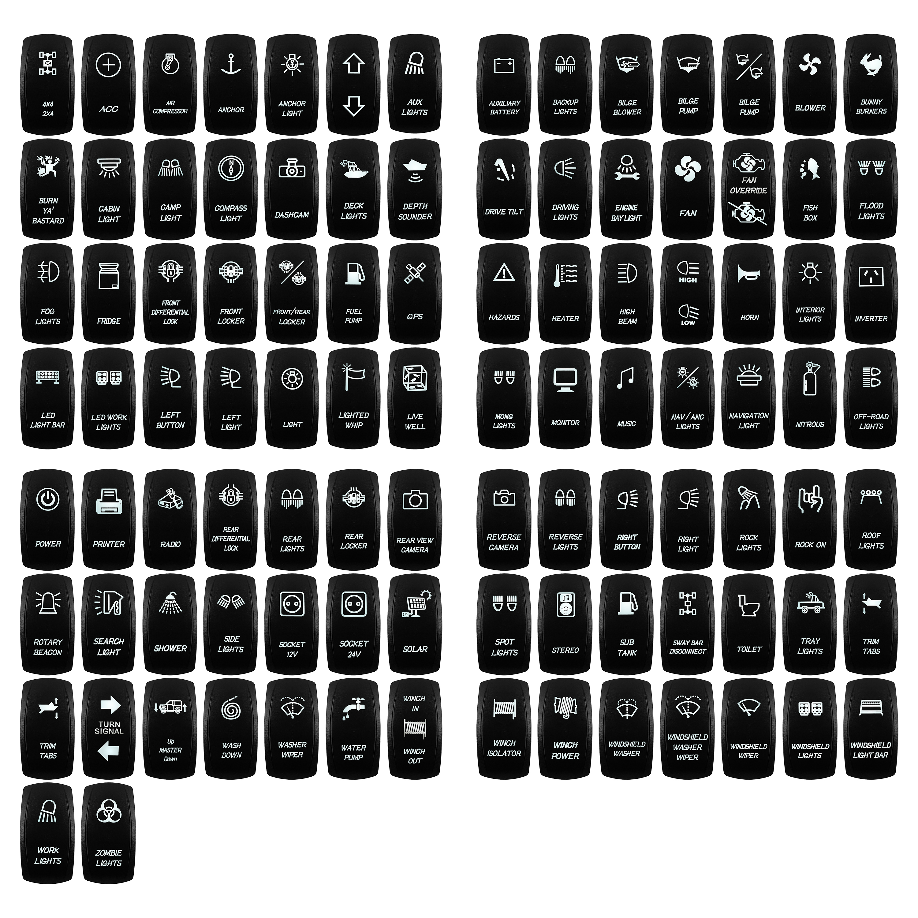 Marine 12V 24V Белый светодиодный кулисный переключатель 5-контактный SPST мгновенный переключатель DPDT ON OFF ON 3-позиционный для автомобиля Лодка Carling 4X4 Narva