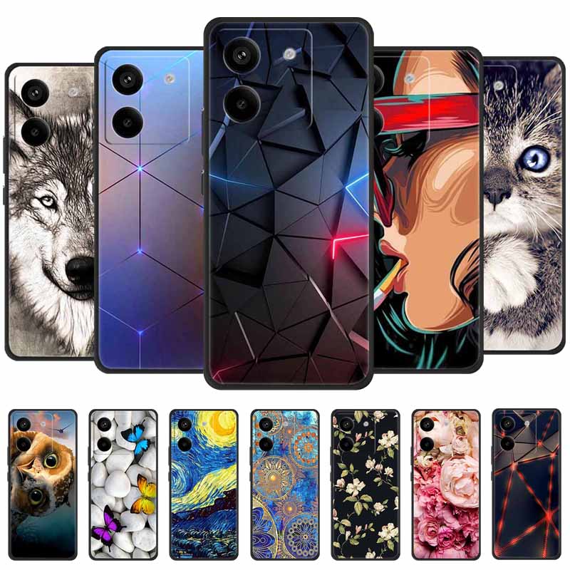 Pour Xiaomi Poco M7 Pro 5G étui animaux Silicone souple TPU coques de téléphone couverture arrière pour PocoM7 Pro protection antichoc chats Fundas