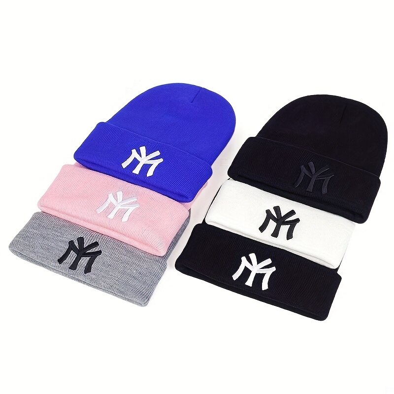 Gorros unisex con bordado de letras MY para otoño e invierno, gorras cálidas para mujeres y hombres