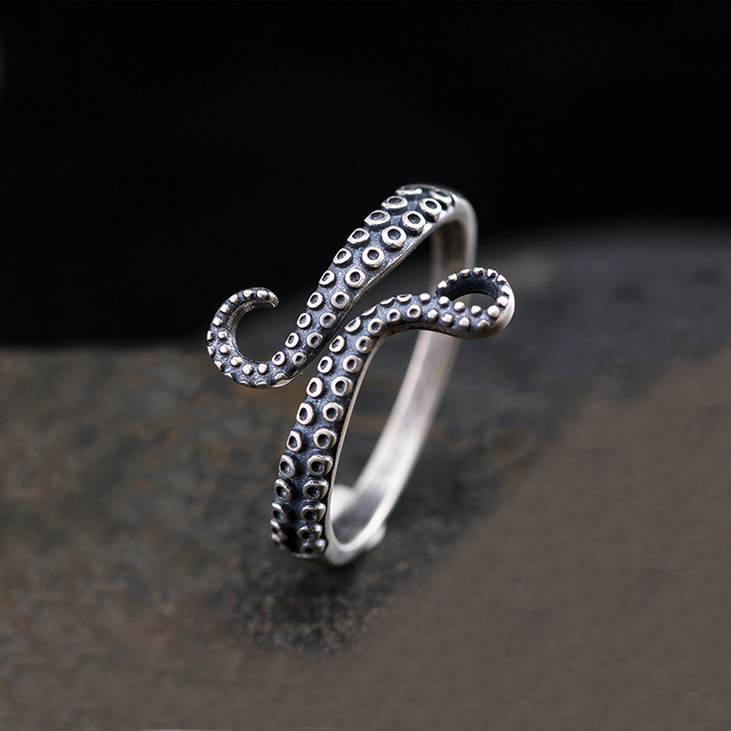 Anillos de plata tailandesa con diseño de pulpo Vintage para mujer, joyería de promoción para fiesta, nunca se decolora, regalos baratos, nuevo estilo