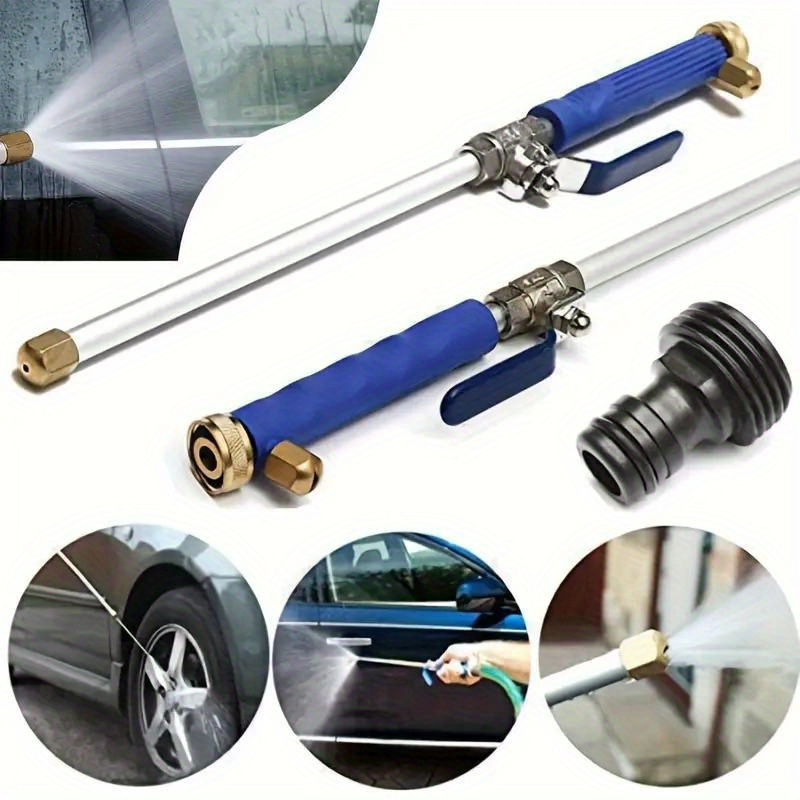 Boquilla de pistola de agua de mano de alta presión con acabado Exterior de latón, lavado de coche y limpieza-Palo de boquilla ajustable,