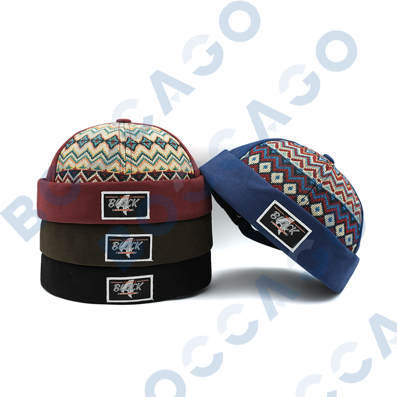 Azteekse patroon Docker Cap Etnische stijl randloze petten Vintage retro stijl muts Schedelhoed Hoeden voor mannen Vrouw Verstelbaar Buiten