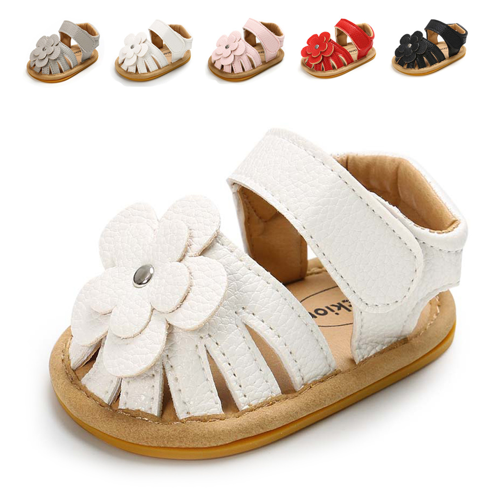 Novos Sapatos Infantis Baby Boy Girl Shoes Toddler Flats Verão Sandália Flor de Borracha Macia Sole Anti-Slip Crib Shoes First Walker