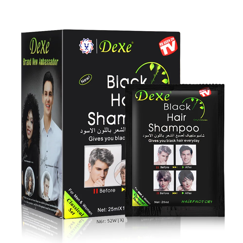Rápido Shampoo Cabelo Preto, Dye Herb Restaurar, cabelos danificados, Natural Hair Care, Cuidados Colorantes, 5 Mins, 10 Pcs