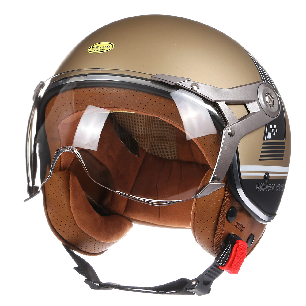 DOT 3/4 cara abierta motocicleta Retro Cascos De Moto Vintage Chopper Capacete De Moto bicicleta Cascos Scooter con para hombres y mujeres