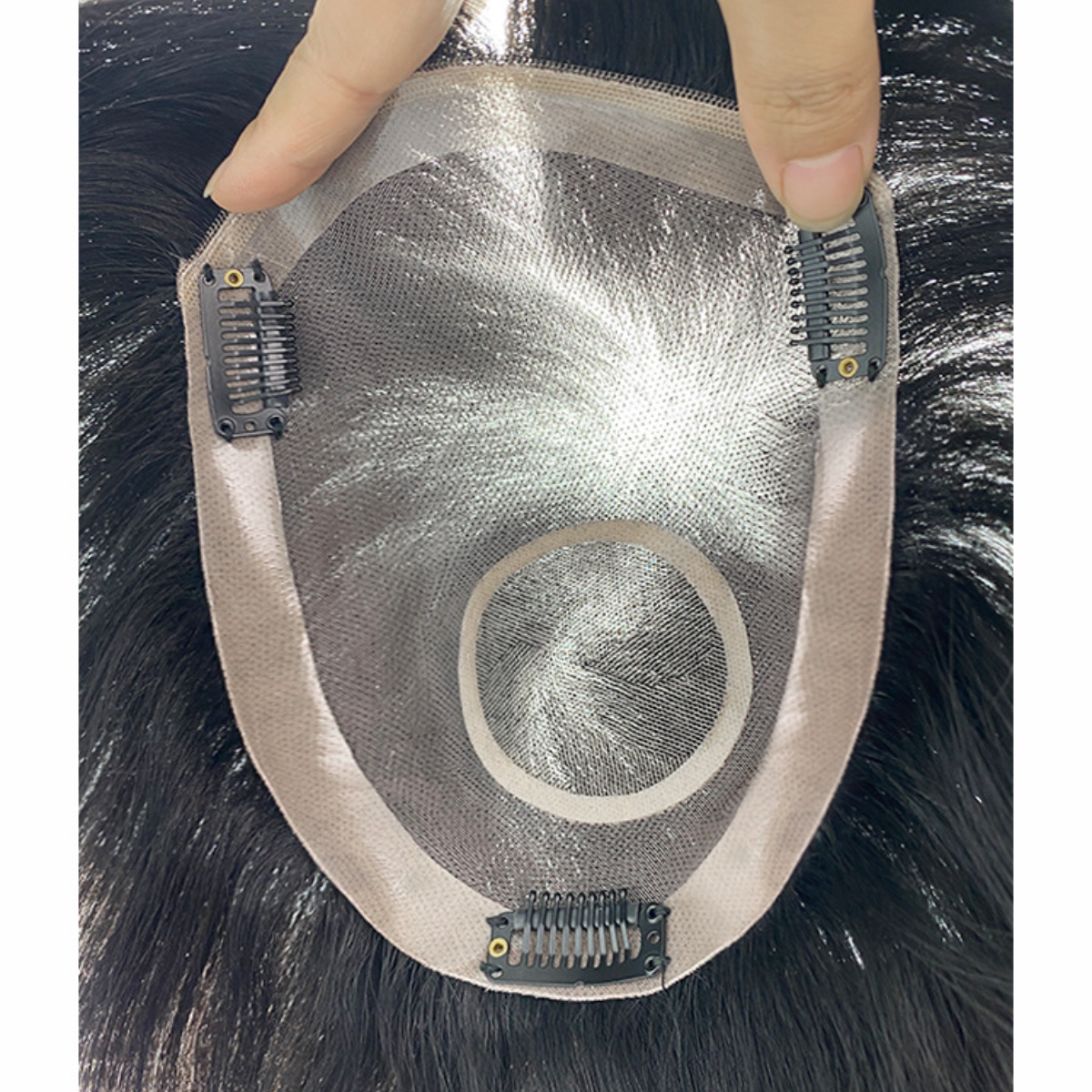 Perruque toupet de cheveux naturels pour hommes, prothèse capillaire, naissance des cheveux naturelle, avec Clips, peau Poly, système de remplacement de cheveux réels