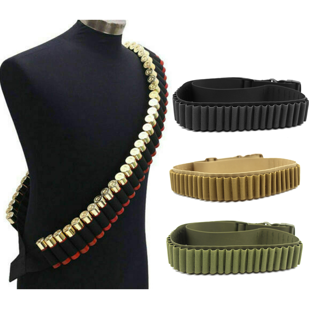 26/50 Round Shotgun Shell Bandolier Belt for 12 20 Gauge Cartridge,Airsoft Bullet Belt Bandolier Ammo Holder Hunting accessories