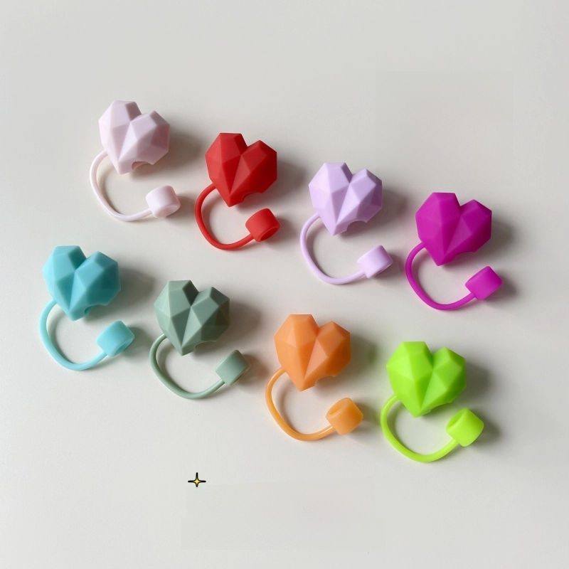 Couvercle de paille en forme de cœur mignon, pour tasse Stanley, accessoires, gobelet 40oz, Kawaii, bouchons de paille en Silicone, couverture pour pailles de 10mm