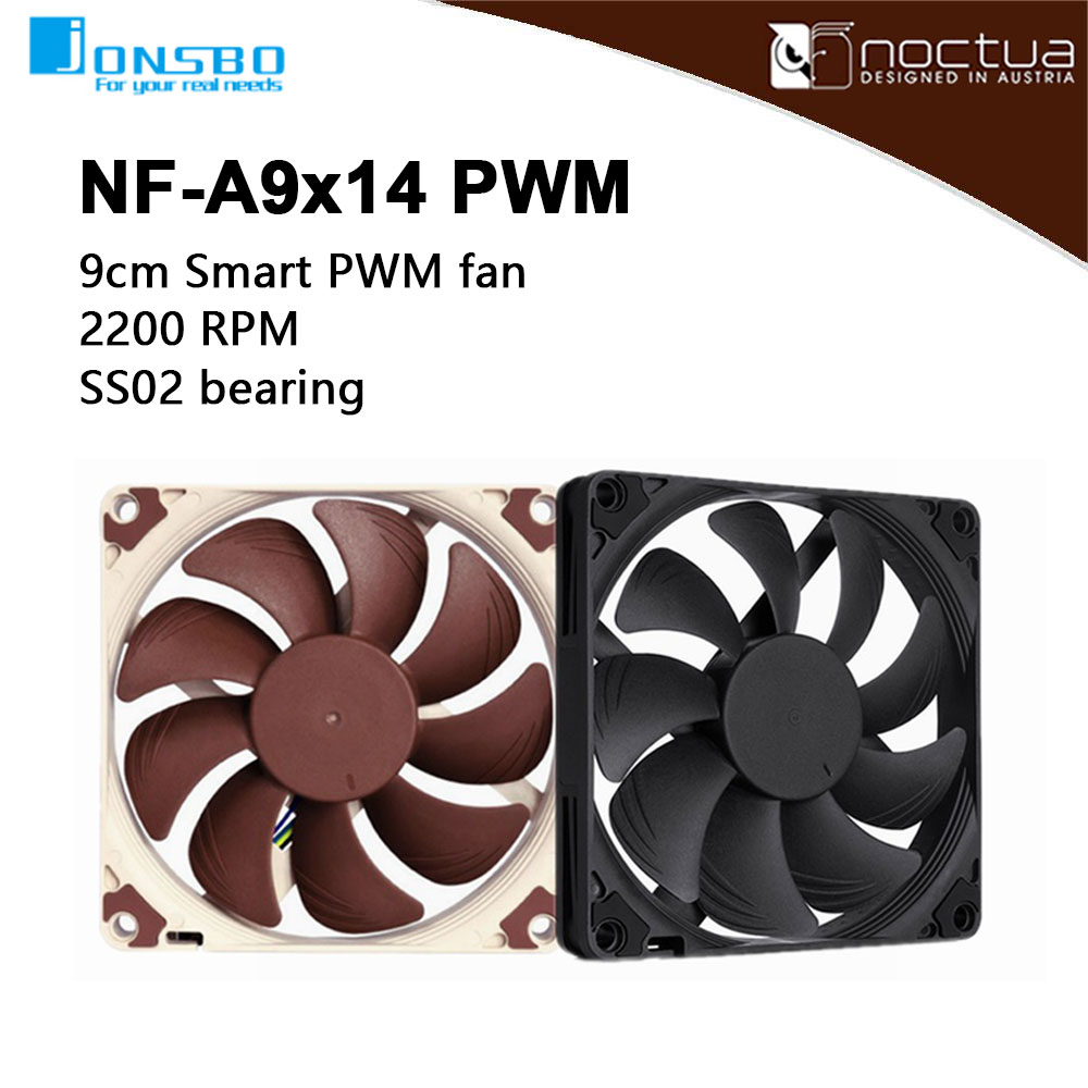 Noctua NF-A9x14 PWM/hitam 9cm kipas (SSO magnetik stabil bantalan/kipas CPU tipis/4-Pin kipas sasis) 14mm ultra-tipis, ultra-tenang