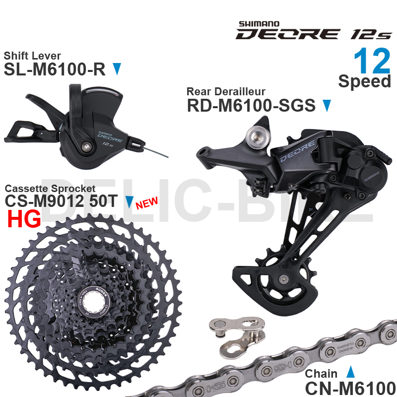 SHIMANO DEORE M6100 groupe 12 vitesses avec levier de vitesse droit chaîne de dérailleur arrière originale et pignon de Cassette SUGEK 11-50T 52T