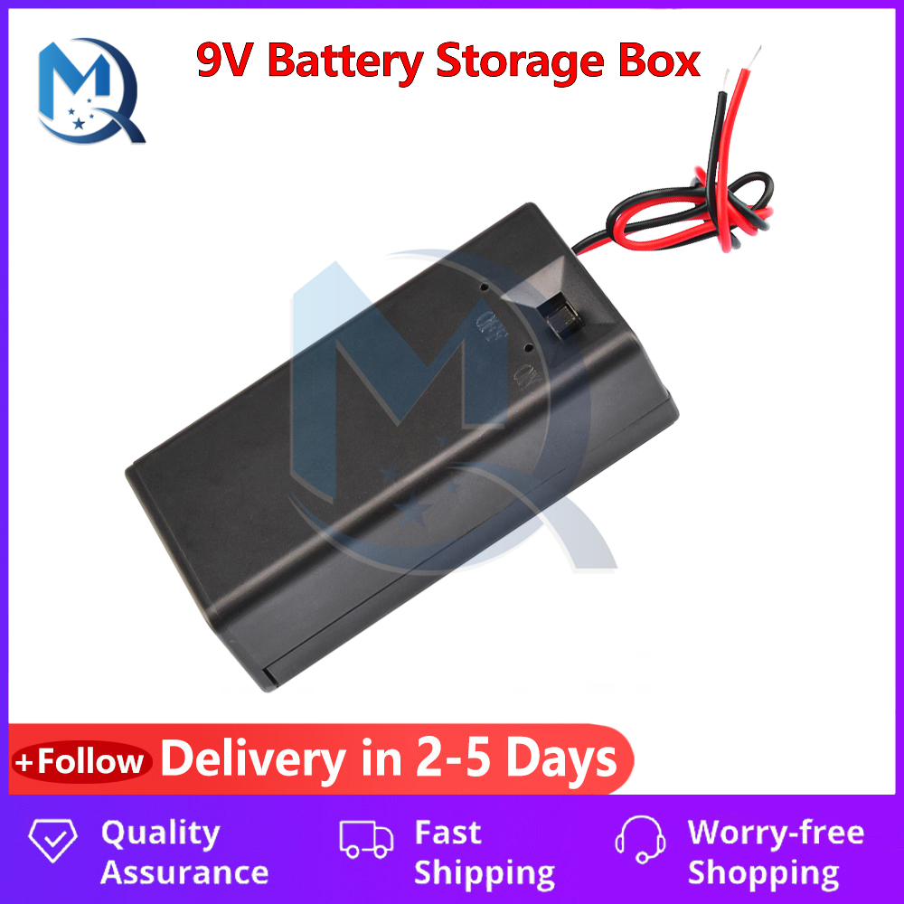 1pc 9V Batterie Lagerung Fall Kunststoff Box Halter Mit Führt AUF/OFF Schalter Abdeckung