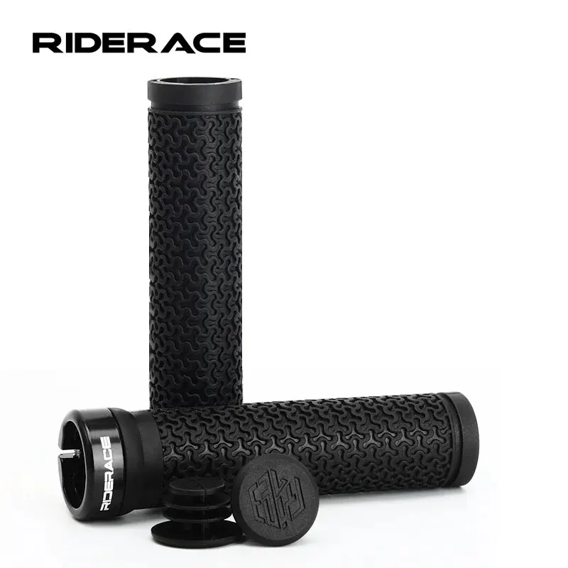 Riderace จักรยานแฮนด์บาร์ Grips จักรยานเสือภูเขา MTB นุ่มด้านเดียวล็อคฝาครอบแฮนด์ปลั๊กยางลื่นขี่จักรยาน Grip