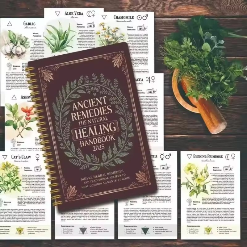 Natural Healing Handbook Spiral Bound Guide With Herbal Remedies And Recipes For Heart Health Blood Sugar Focus Boost