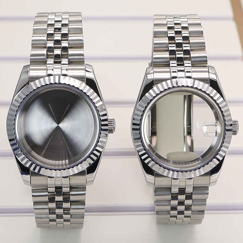 Casing jam tangan 36mm/40mm kaca kristal safir tali 5 tautan untuk Seiko NH35 NH34 NH36 NH38 Miyota 8215 gerakan 28.5mm Dial Datejust