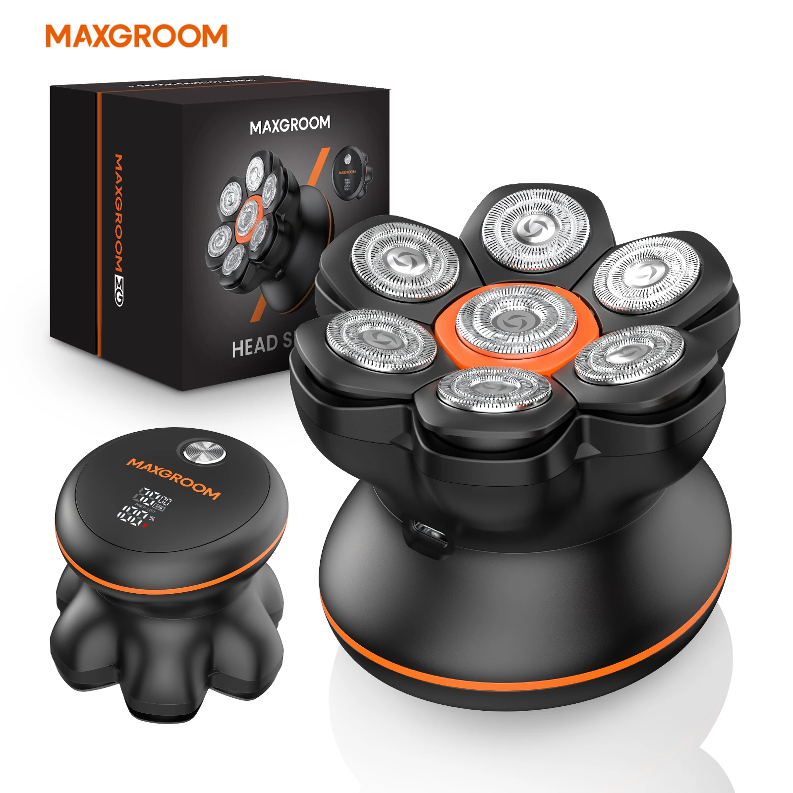 MAXGROOM 7D бритва для лысиych мужчин IXP6 водостойкая USB перезаряжаемая электрическая машинка для стрижки волос борода плавающее лезвие магнитная бритва