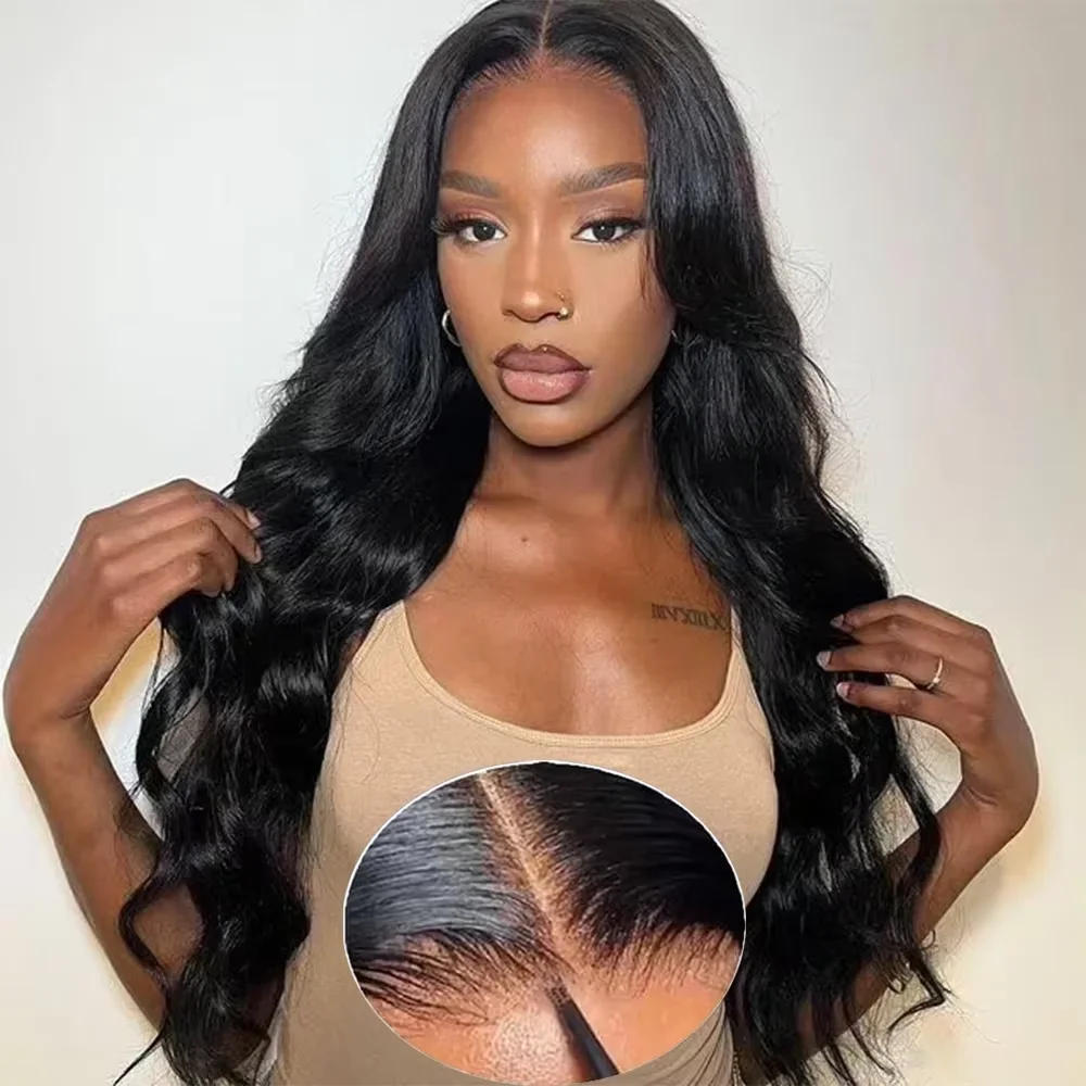 Wig Rambut Manusia Model Body Wave 6x4 5x5 9x6 Tanpa Lem Wig Brasil 13x4 13x6 360 Lace Frontal Wig Kepadatan 180% Wig Rambut Manusia