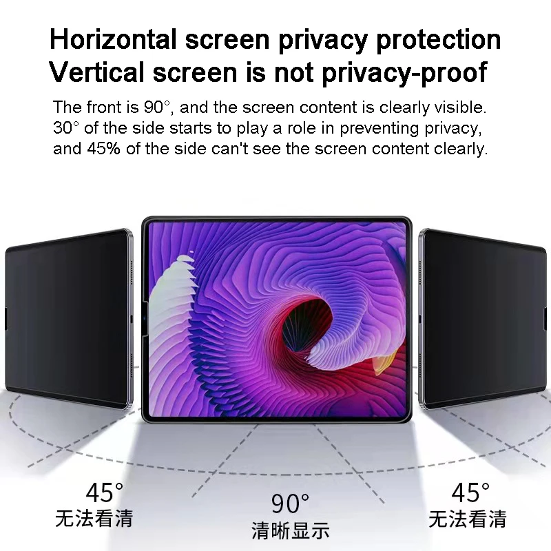 Para samung galaxy tab s6 lite 10.4 ''s7 12.4 s8 s9 fe/plus a8 10.5 polegada protetor de tela de privacidade fosco anti-espionagem filtro