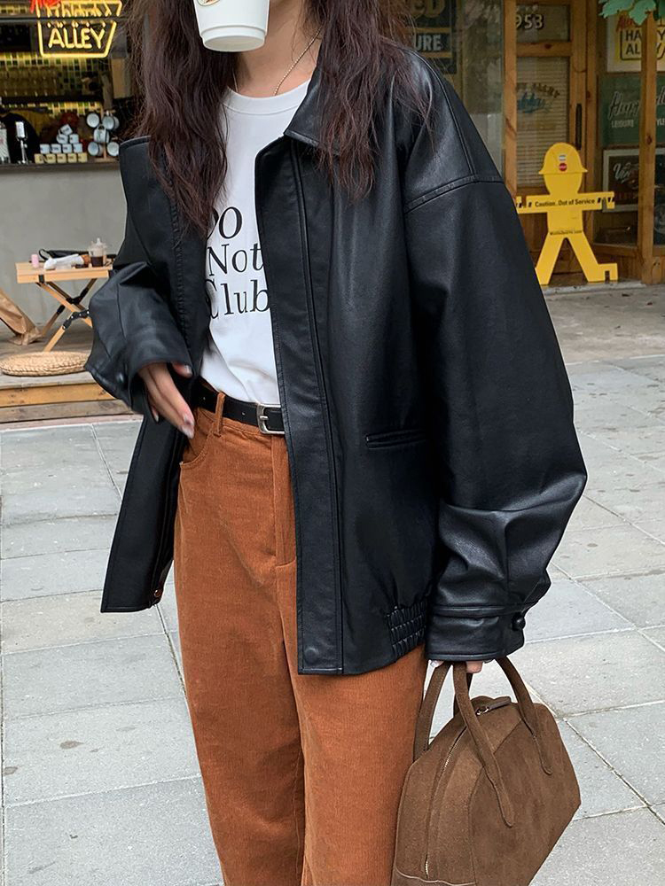 Jmprs-Jaqueta PU Vintage feminina, High Street Techwear, couro sintético grande, Casacos Moto motociclista, Casacos Bf Punk Casual Cortados para Casacos