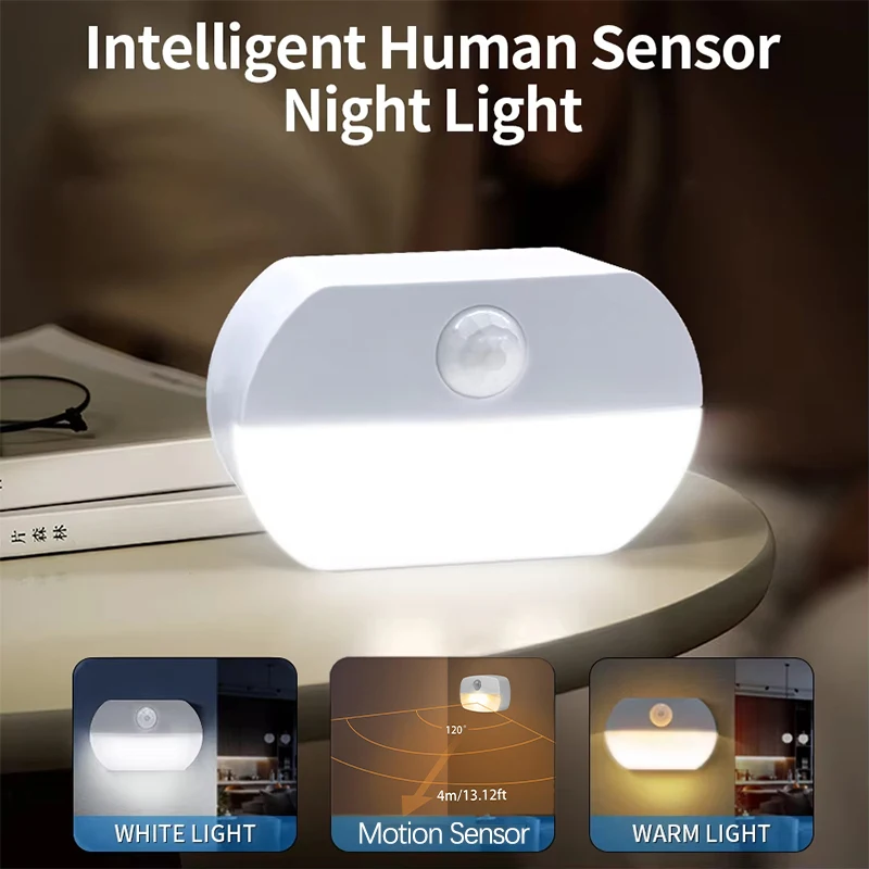 1/2/3/4/5pcs Led Night Light with Motion Sensor PIR AAA Battery or Rechargeable Cabinet Lamp for Kitchen Bathroom Closet Stairs