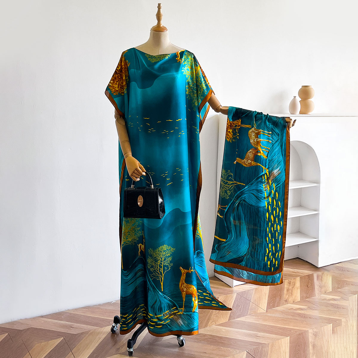 Damen Langer Schal Dubai Mode MUMU Design Seide Weich Sommer Strand Party Kleid Accessoire Locker Sitzend Afrikanische Abaya MOOMOO
