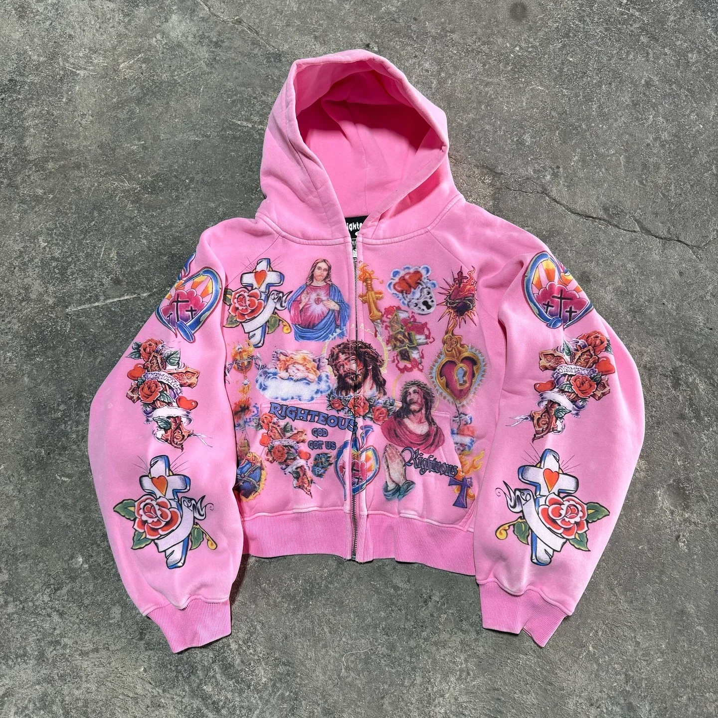 Sudadera informal y2k con cremallera para mujer, cárdigan holgado con capucha, letras estampadas versátiles, patrón geométrico de hip-hop, 2024