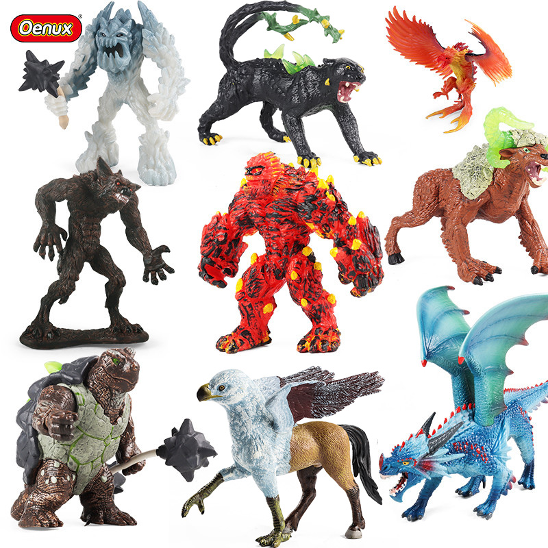 Oenux Simulation Dinosaurier Drache Schildkröten Feuer Bull Orang-Utan Magma Golem Tier Modell Action-figuren Pvc Sammlung Kind Spielzeug Geschenk