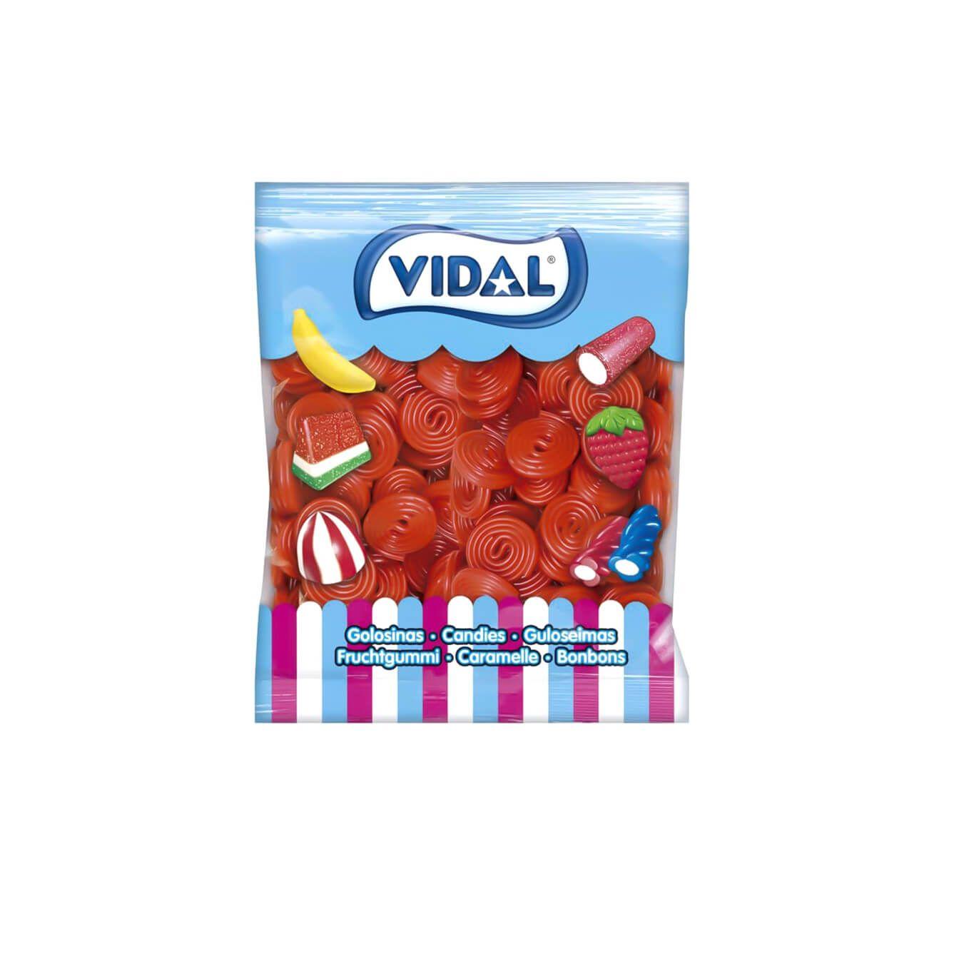 Gaminolas-Discos Vidal, Morango, Saco de Alcaçuz, Sem glúten, Sem gordura, 1g